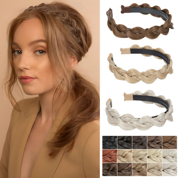 High-temperature silk wig female headwear braided fishbone braid hand-woven three-strand braid hair