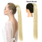 Velcro ponytail realistic matte silk long straight hair wig ponytail for women Velcro wrapped wig straight hair