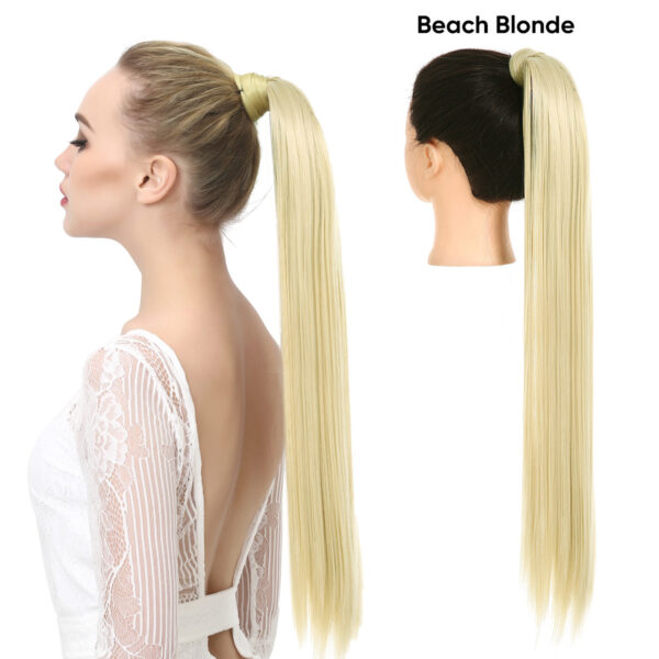 Velcro ponytail realistic matte silk long straight hair wig ponytail for women Velcro wrapped wig straight hair