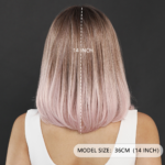 Small T Lace Chemical Fiber Wig Pink Brown Gradient Short Straight Hair Inner Button Pink BoB Lace front Wigs