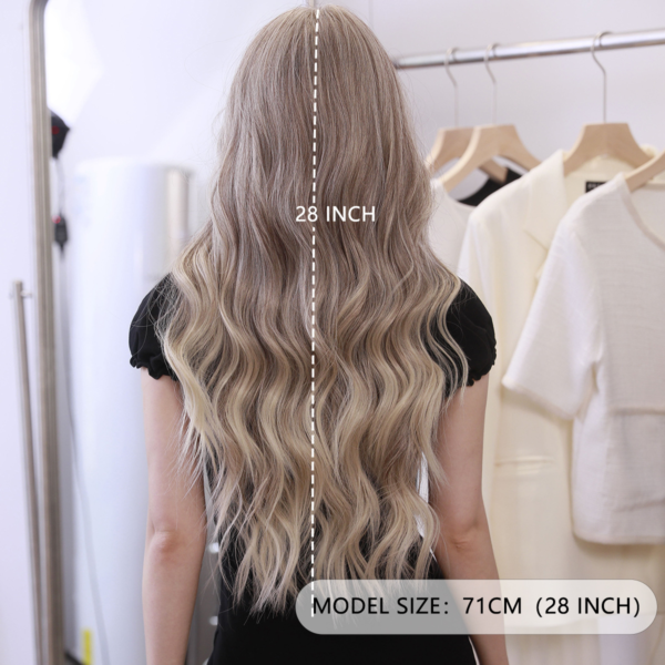 Lace Wig, small T lace wig, European and American beauty milk tea brown gradient, big wavy eight-character bangs, long curly hair