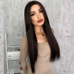 Wig lace wigs hand-woven T-shaped lace long hair medium-parted slightly curly elastic mesh chemical fiber hair wig 23in