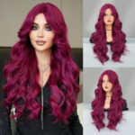 Platinum lace wig, long curly hair, big waves, middle parting, realistic women's synthetic fiber full headgear