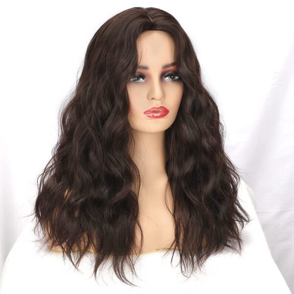 Brown long curly hair wig synthetic fiber wig daily wear Long Wavy Wig