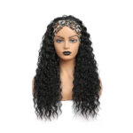 Wig Water Wave Headband Wig Custom Black Synthetic Curly Hair Wig Headband Wig