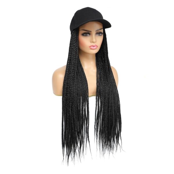 Three-strand braid baseball cap wig synthetic chemical fiber gradient black brown long braid wig hat wi