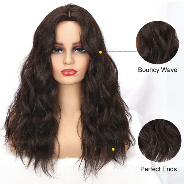 Brown long curly hair wig synthetic fiber wig daily wear Long Wavy Wig