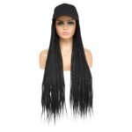 Three-strand braid baseball cap wig synthetic chemical fiber gradient black brown long braid wig hat wi