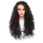 Small T lace chemical fiber wig Lace Wigs brown water wavelength curly hair female middle parting wavy wig