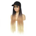 Three-strand braid baseball cap wig synthetic chemical fiber gradient black brown long braid wig hat wi